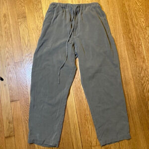 Carribean Roundtree Yorke 34x30 All Silk Drawstring Waist Olive Gray Pants